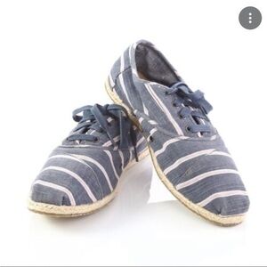 Toms Blue and White Striped Sneakers